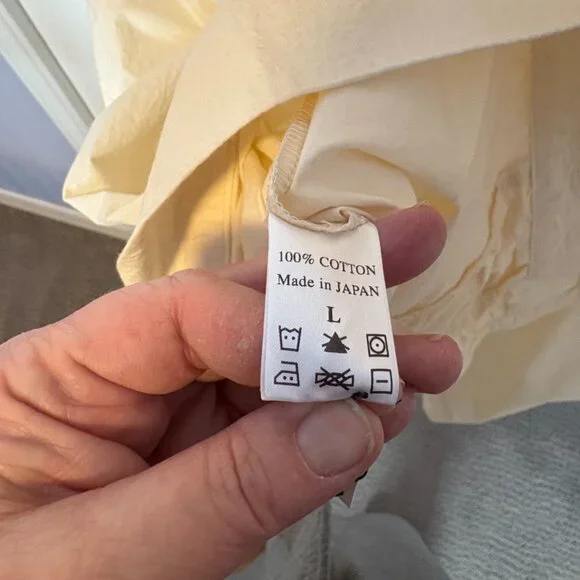 Black Crane NWT Women's Cotton Ruffled Dress in Ivory Sz L - Picture 10 of 11